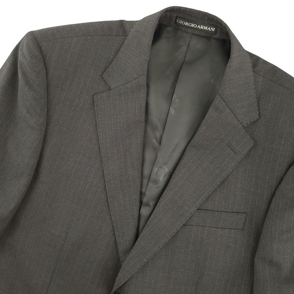 Giorgio Armani Le Collezioni Suit Jacket Mens EU 52 Gray Pinstripe Wool Blend